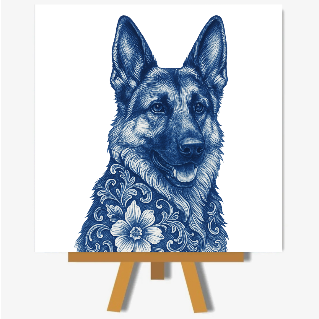 Duitse herder delftsblauw