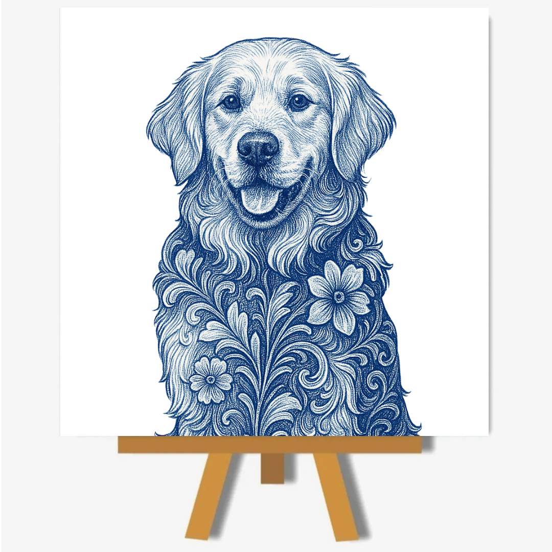 Golden retriever delftsblauw