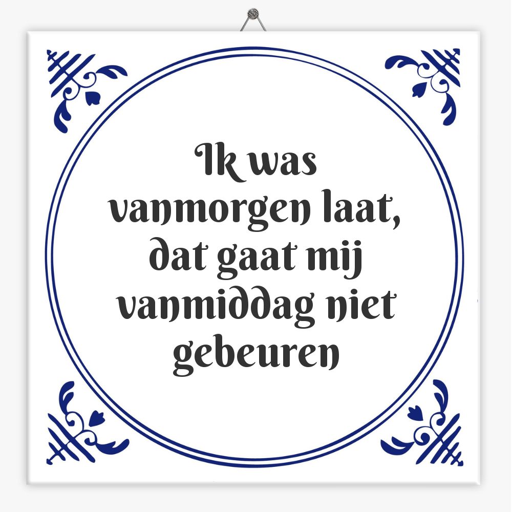 Ik was vanmorgen laat, dat gaat mij vanmiddag niet gebeuren