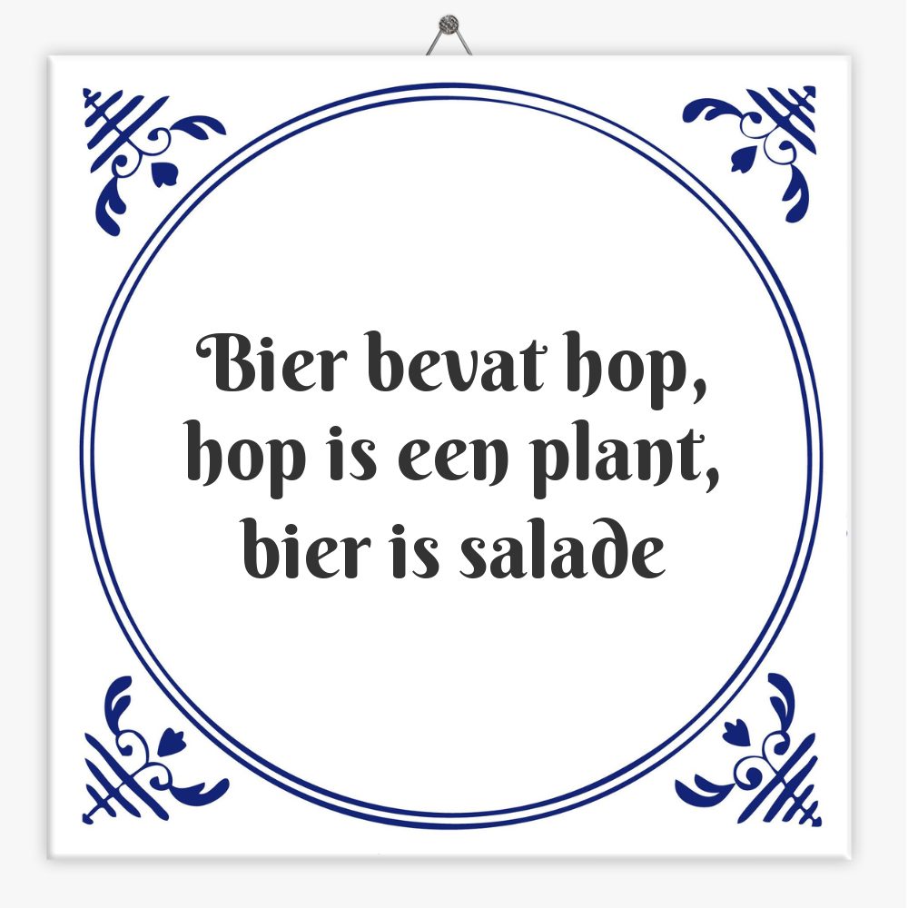 Bier bevat hop, hop is een plant, bier is salade