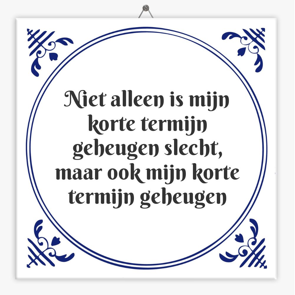 Niet alleen is mijn korte termijn geheugen slecht, maar ook mijn korte termijn geheugen