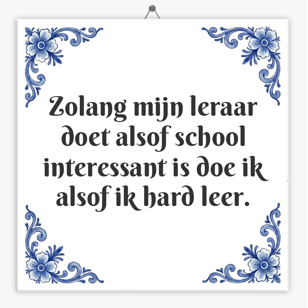 Zolang mijn leraar doet alsof school interessant is doe ik alsof ik hard leer.