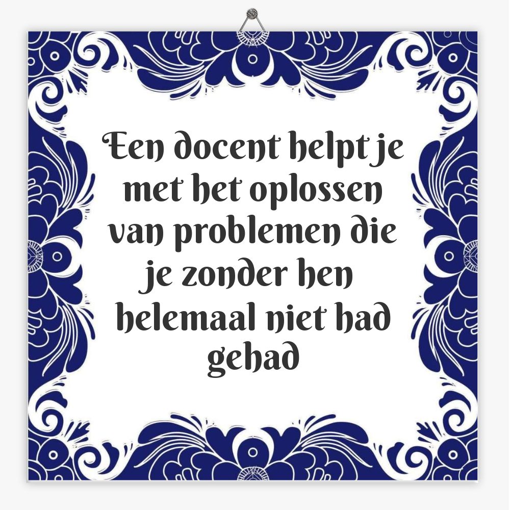 Een docent helpt je met het oplossen van problemen die je zonder hen helemaal niet had gehad