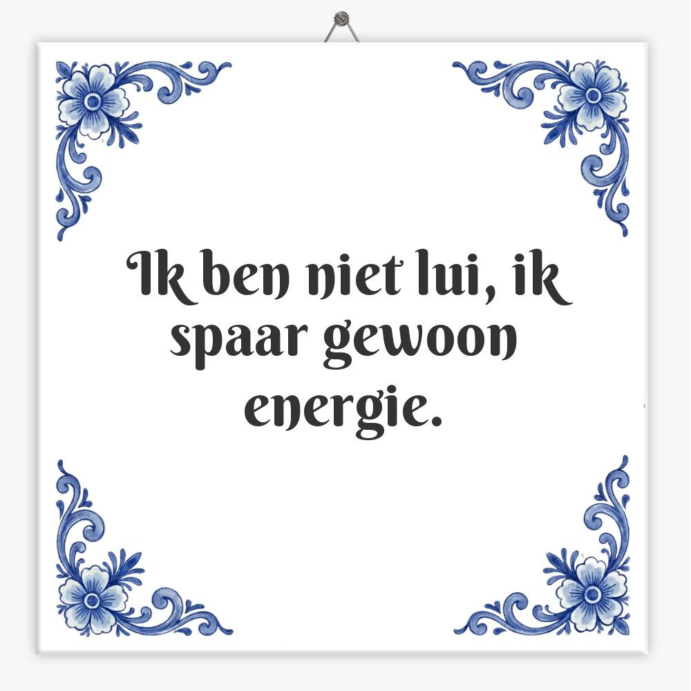 Ik ben niet lui, ik spaar gewoon energie.