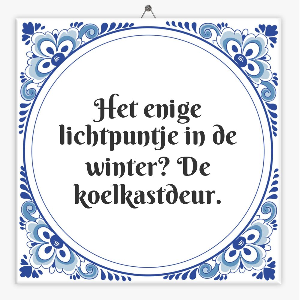 Het enige lichtpuntje in de winter? De koelkastdeur.