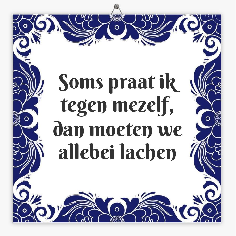 Soms praat ik tegen mezelf, dan moeten we allebei lachen